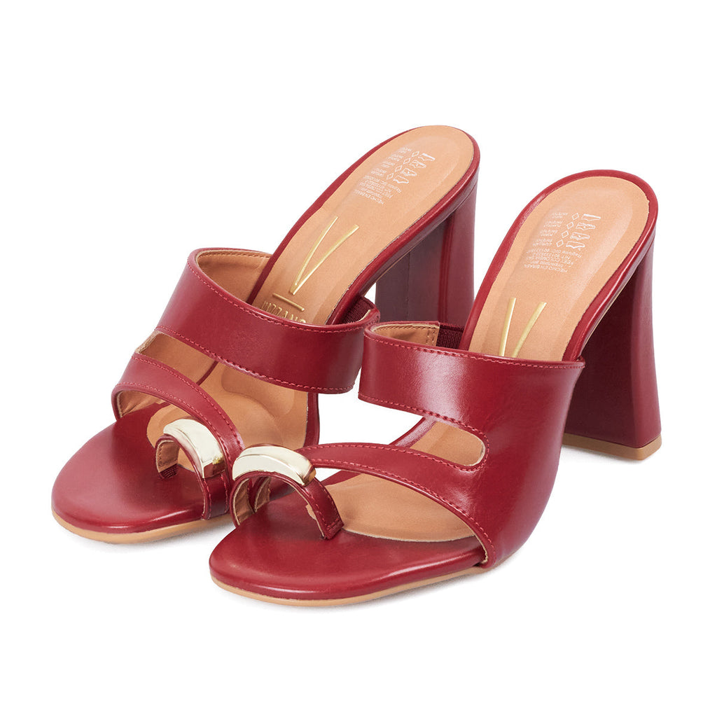 Sandalia Tacon Alto Mule Rojo-Cereza Vizzano
