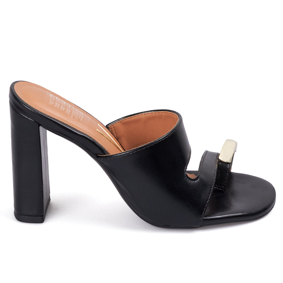 Sandalia Tacon Alto Mule Negro Vizzano