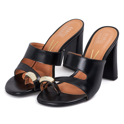 Sandalia Tacon Alto Mule Negro Vizzano Sandalias