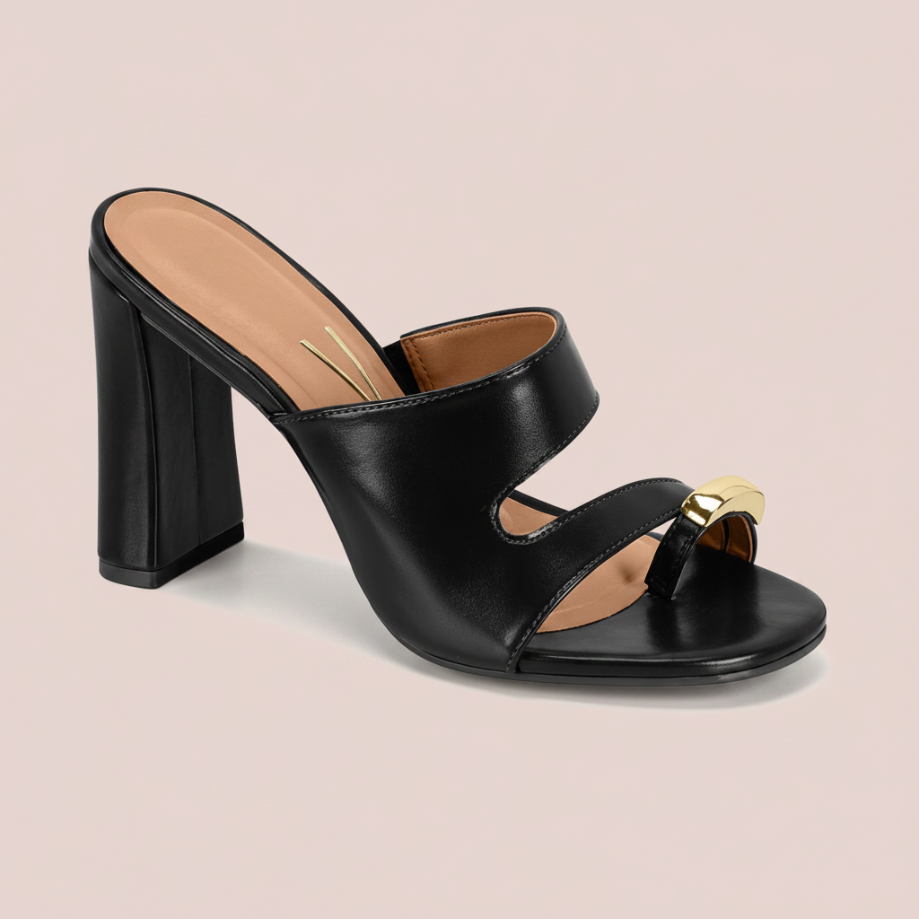Sandalia Tacón Alto Mule Negro Vizzano Sandalia