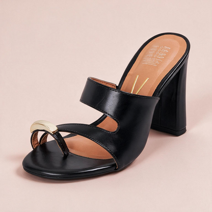 Sandalia Tacón Alto Mule Negro Vizzano Sandalia