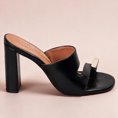 Sandalia Tacón Alto Mule Negro Vizzano Sandalia