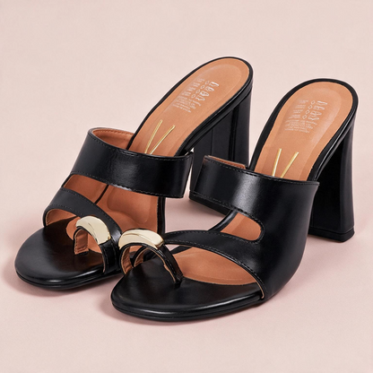 Sandalia Tacón Alto Mule Negro Vizzano Sandalia