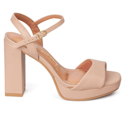 Sandalia Tacon Alto Cuadrado Plataforma Beige Vizzano Sandalia tacon