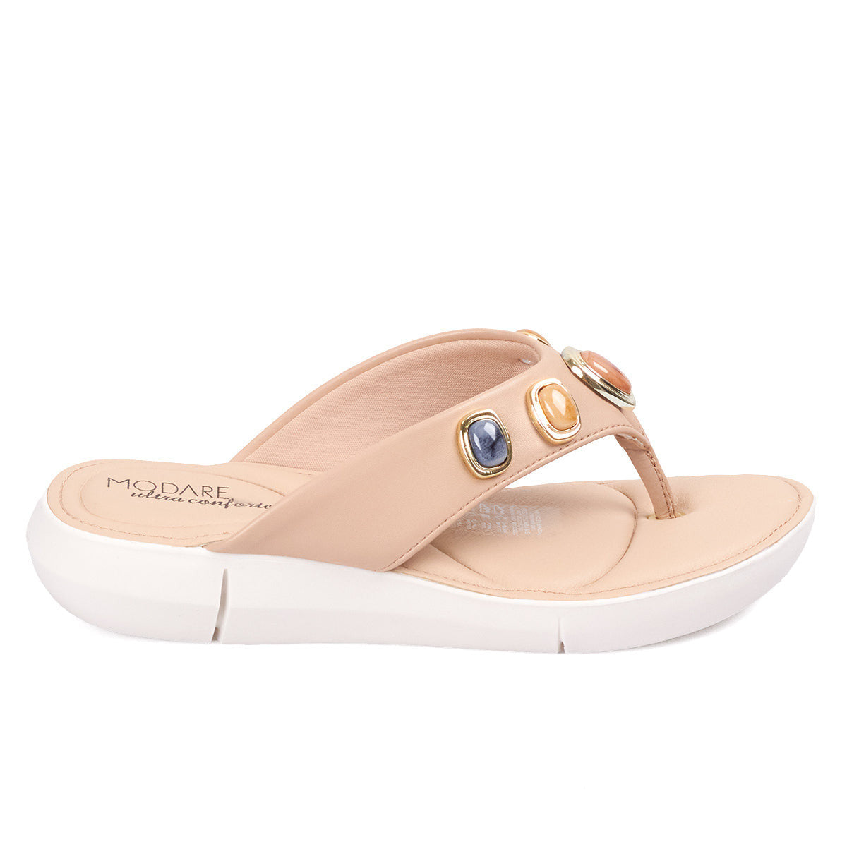 Sandalia Plana Tres Puntadas Beige Modare Sandalia plana