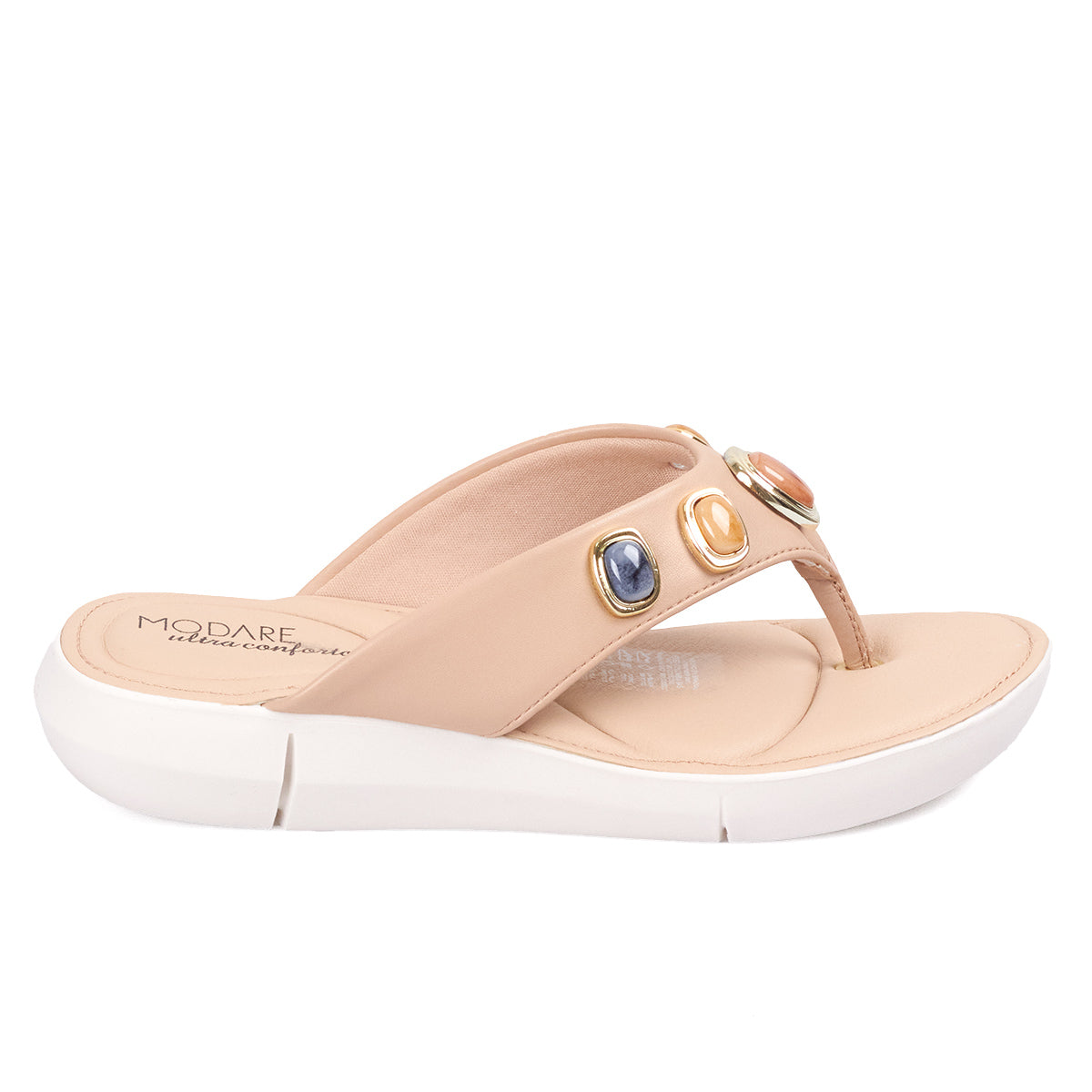 Sandalia Plana Tres Puntadas Beige Modare