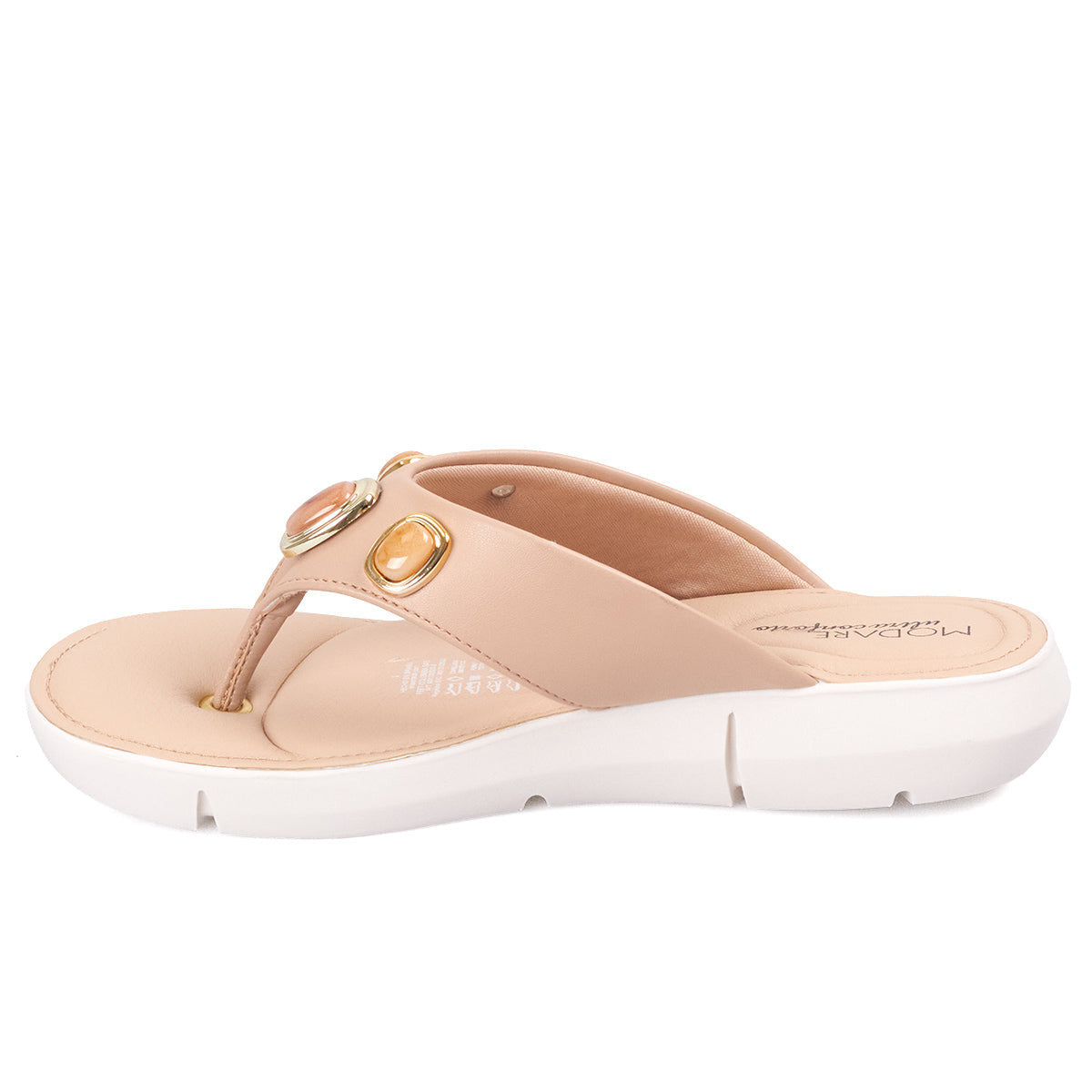 Sandalia Plana Tres Puntadas Beige Modare Sandalia plana