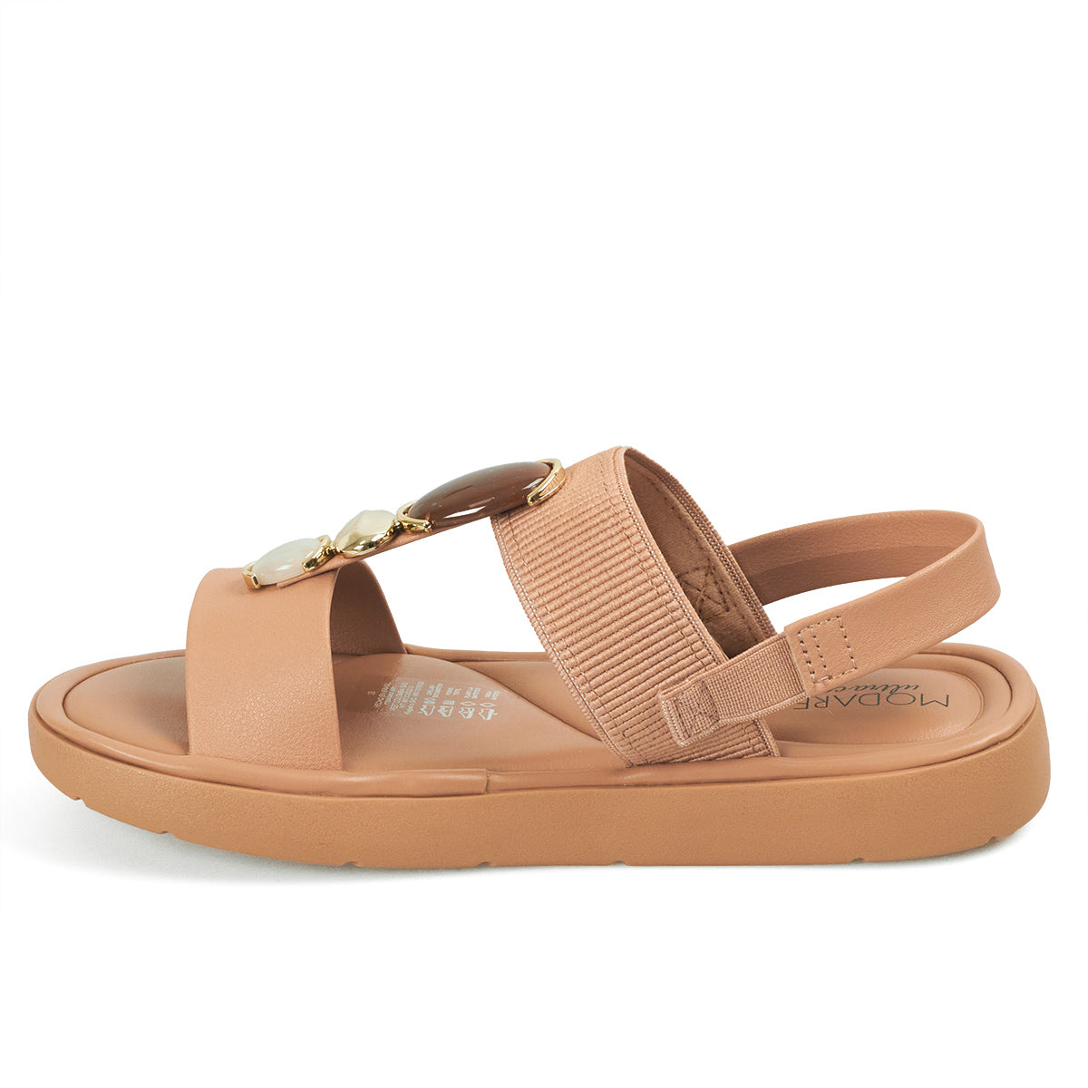 Sandalia Plana Casual Nude Modare