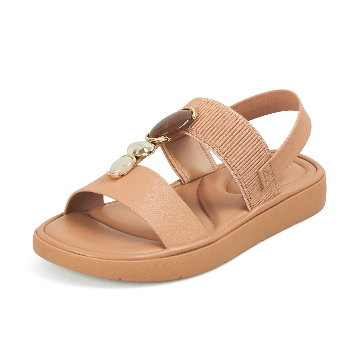 Sandalia Plana Casual Nude Modare