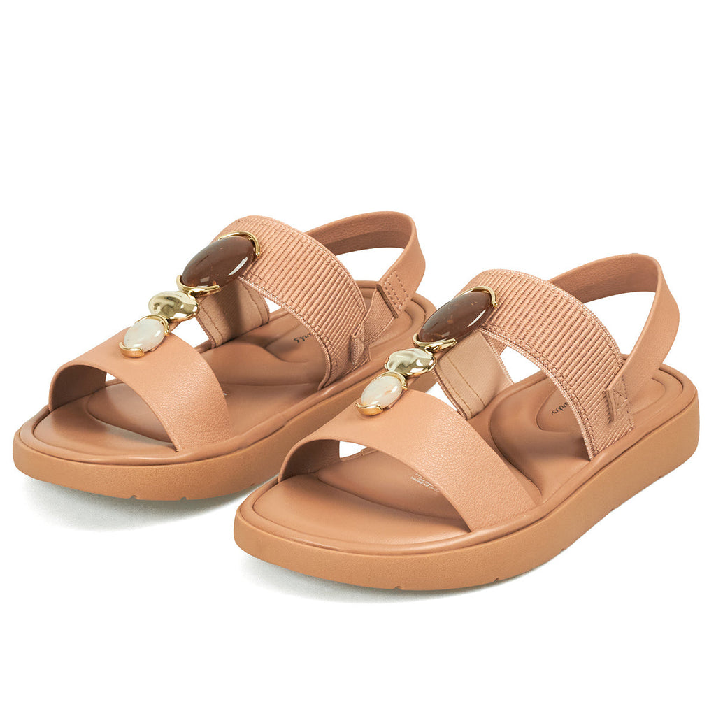 Sandalia Plana Casual Nude Modare
