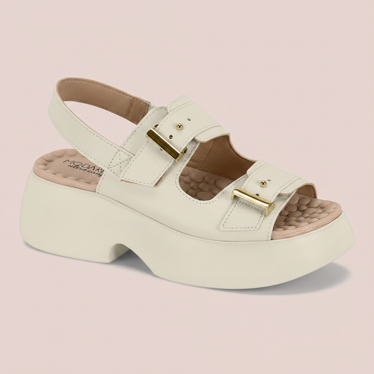 Sandalia Chunky Comfort Plataforma Blanco-Marfil Modare Sandalia