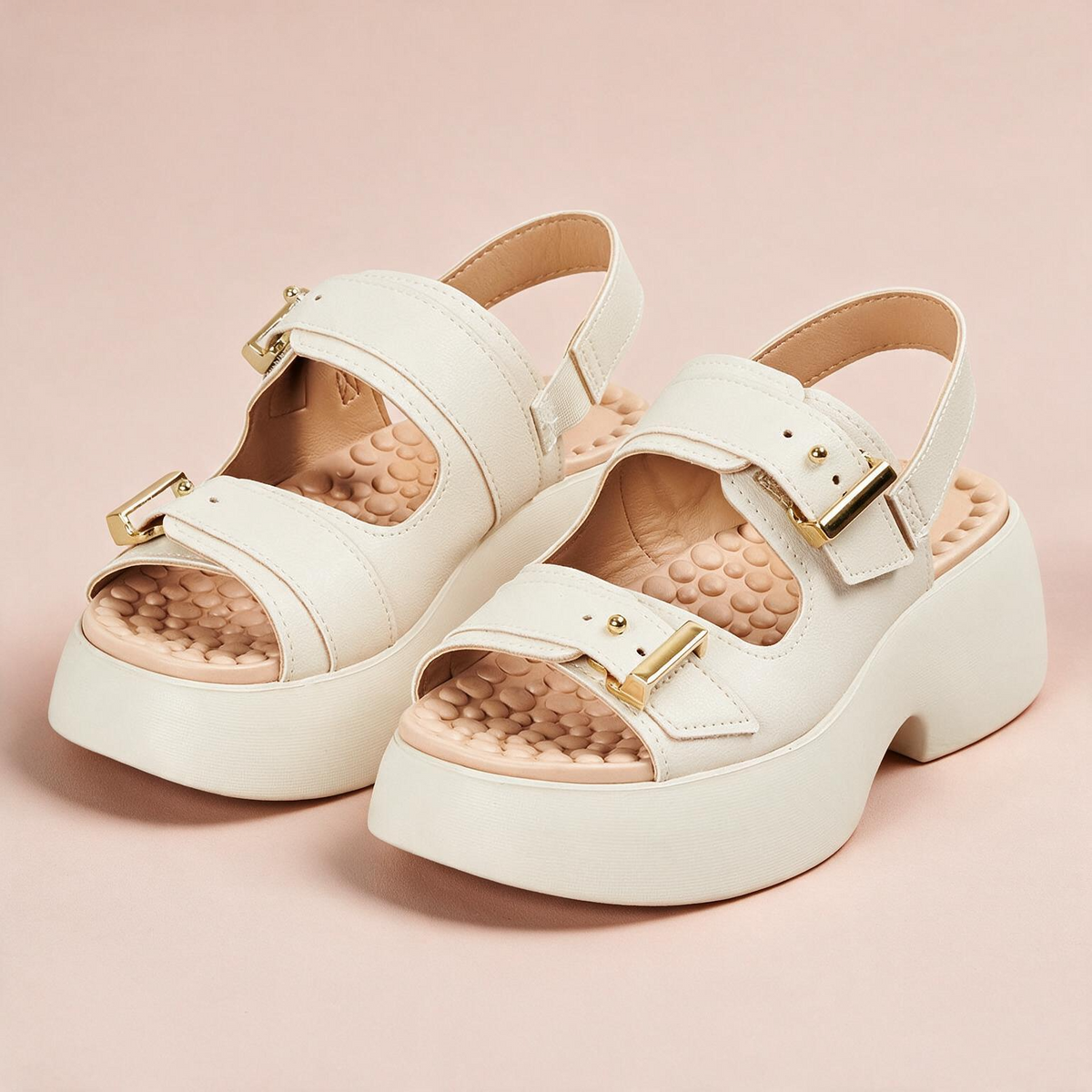 Sandalia Chunky Comfort Plataforma Blanco-Marfil Modare Sandalia