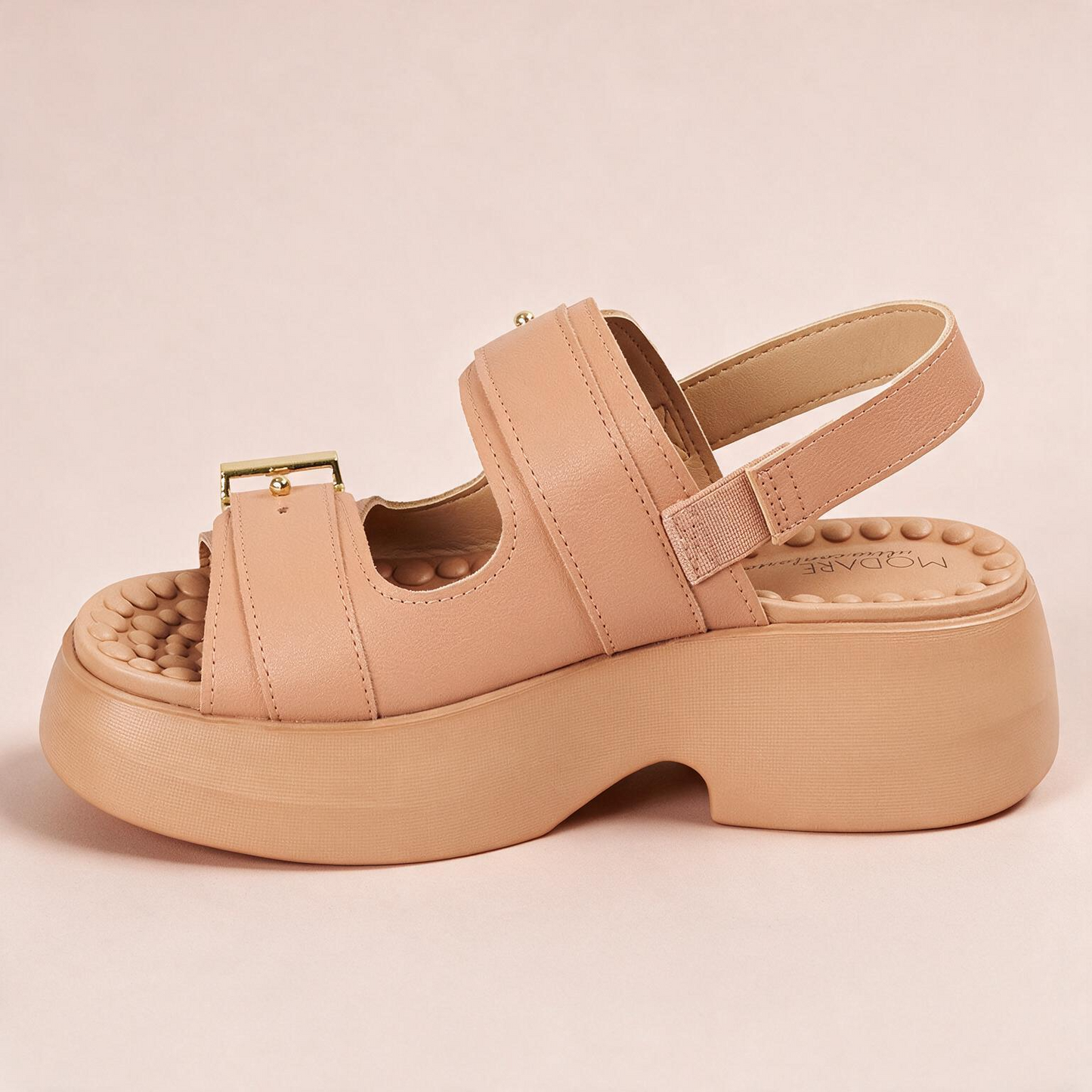 Sandalia Chunky Comfort Plataforma Nude Modare Sandalia