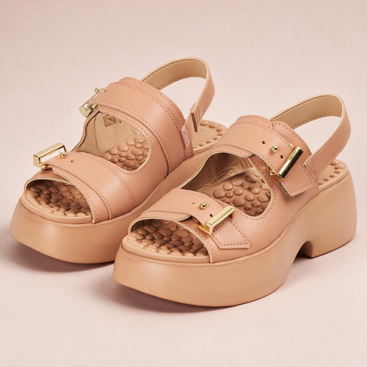 Sandalia Chunky Comfort Plataforma Nude Modare Sandalia