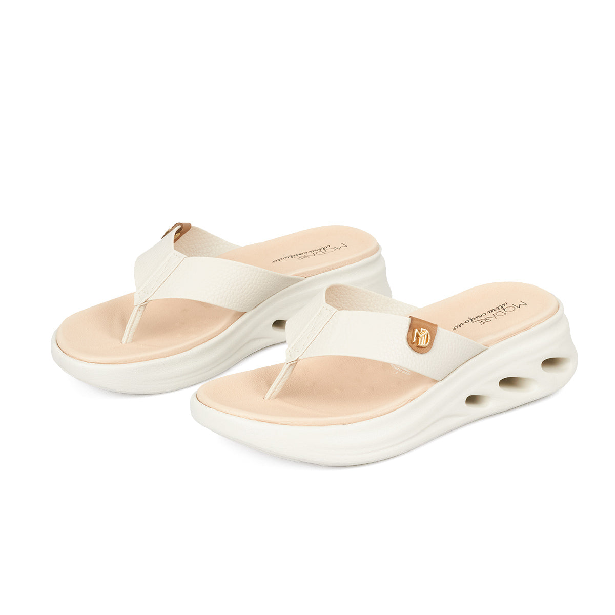Sandalia Plana Tres Puntadas Blanco-Marfil Modare Sandalia plataforma