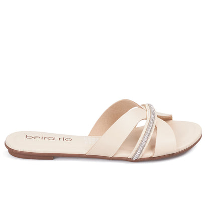 Sandalia Plana Flat Casual Blanco-Crema-Cristal Beira Rio Sandalia plana
