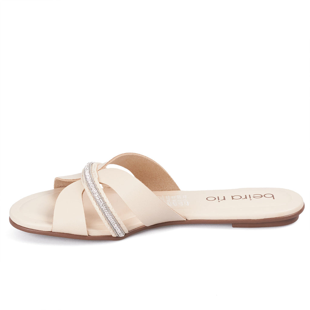 Sandalia Plana Flat Casual Blanco-Crema-Cristal Beira Rio