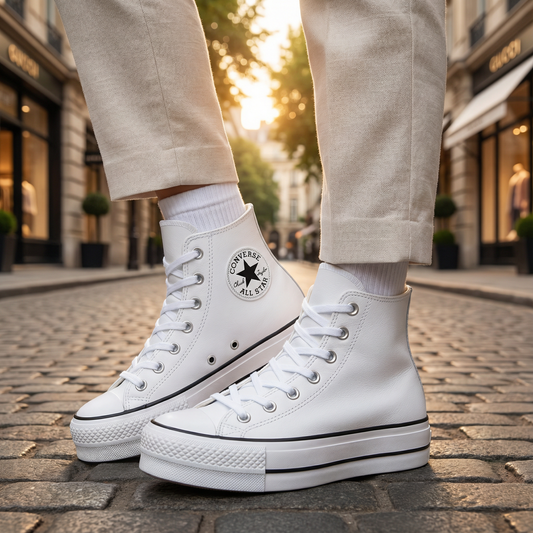 Tenis Converse Chuck Taylor All Star Lift Leather Bota Blanco Tenis