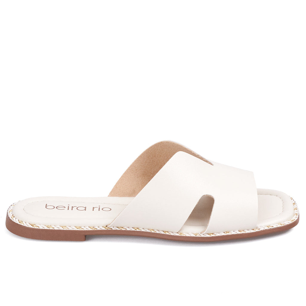 Sandalia Plana Slide Casual Blanco-Marfil Beira Rio