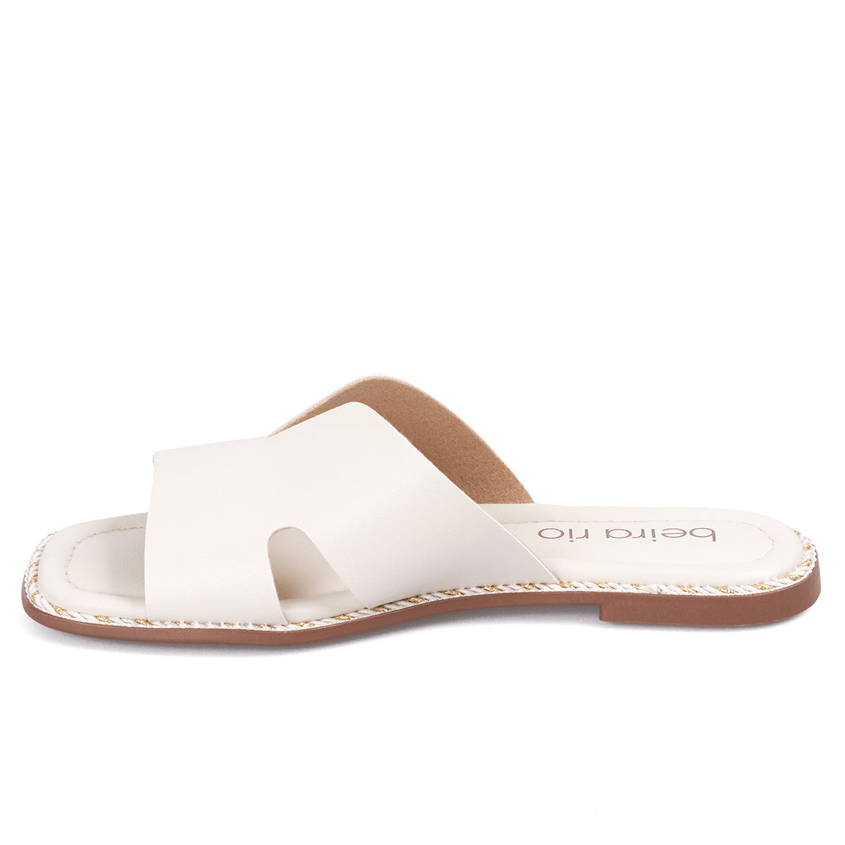 Sandalia Plana Slide Casual Blanco-Marfil Beira Rio