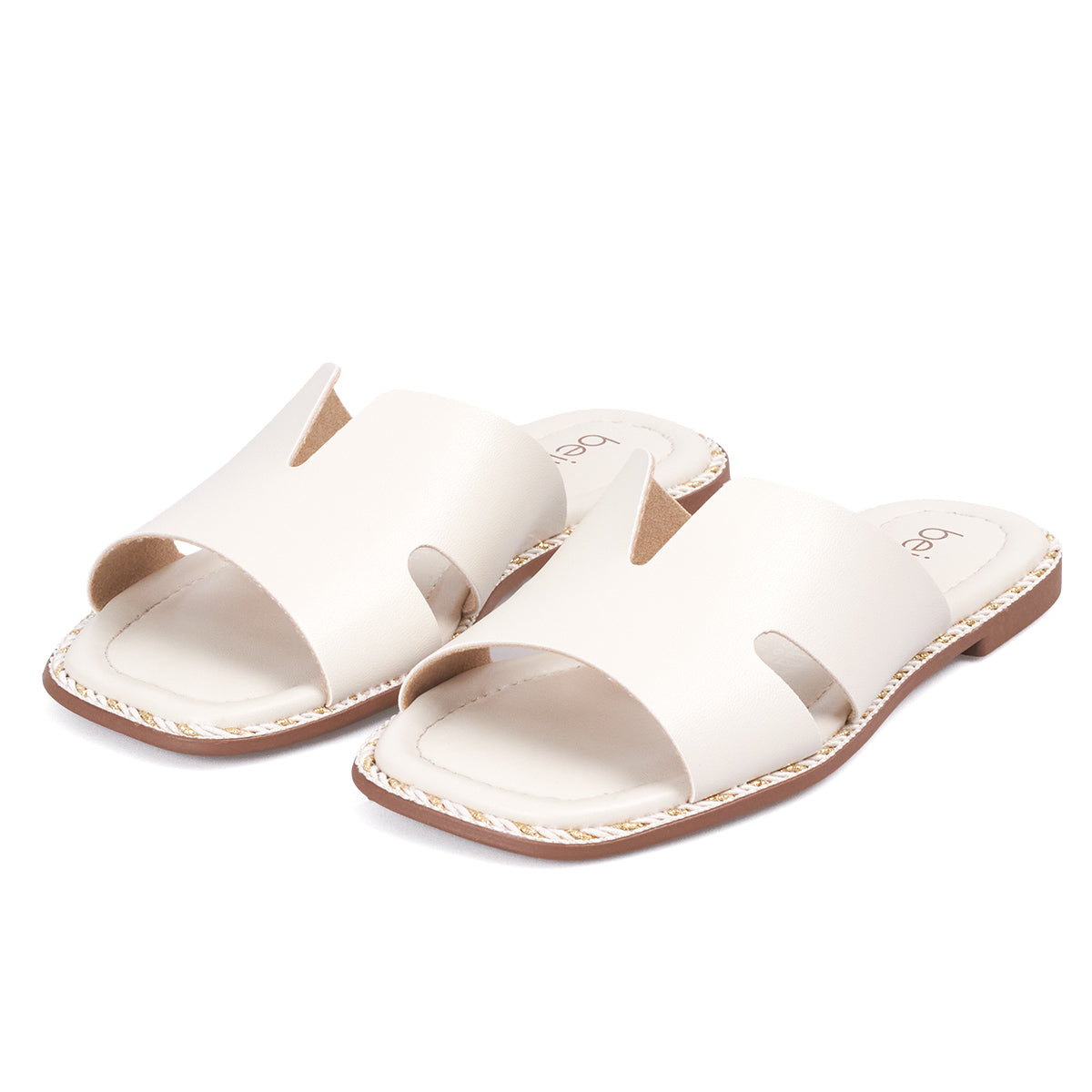 Sandalia Plana Slide Casual Blanco-Marfil Beira Rio