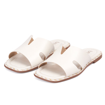 Sandalia Plana Slide Casual Blanco-Marfil Beira Rio Sandalia plana