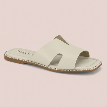 Sandalia Plana Slide Casual Blanco-Marfil Beira Rio Sandalia