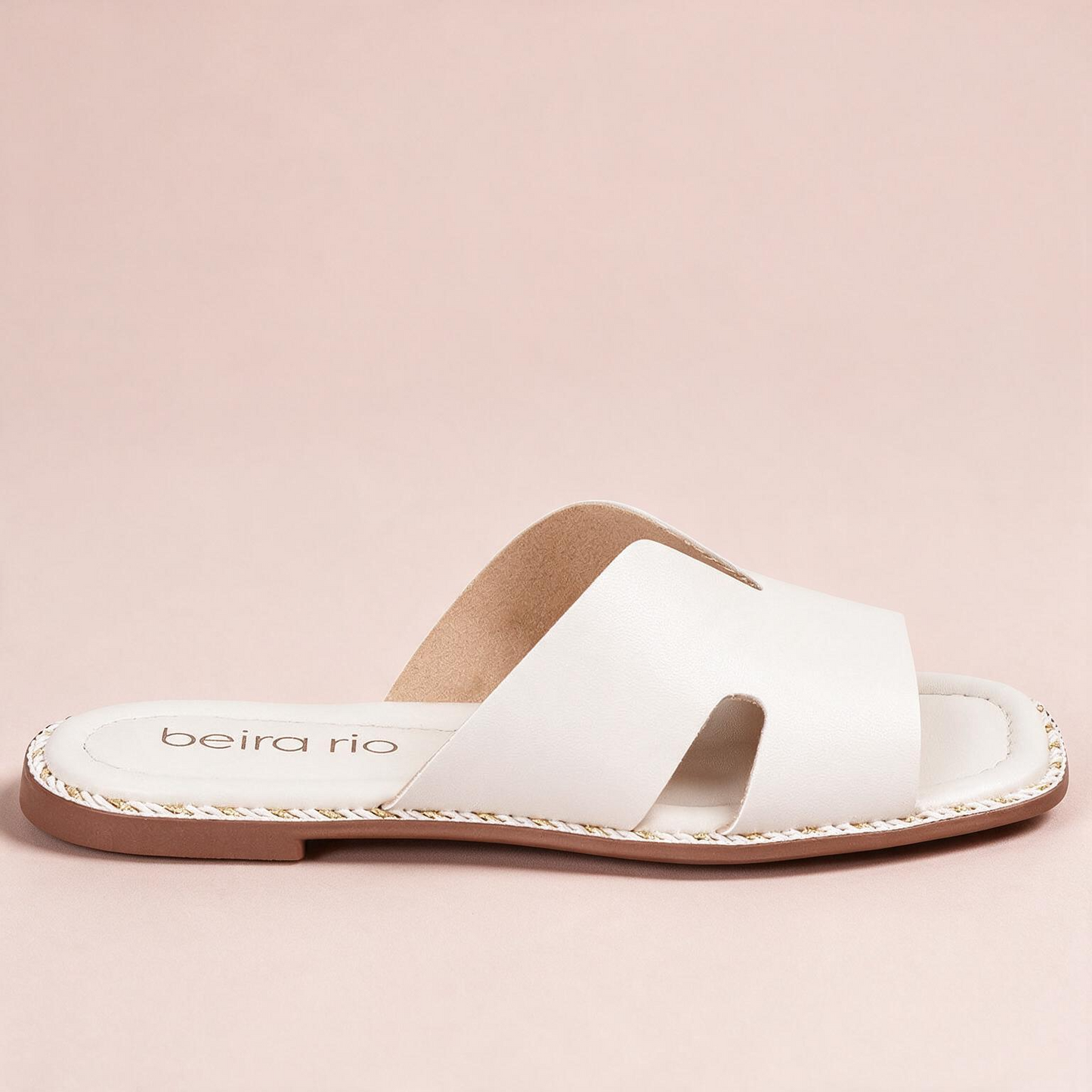 Sandalia Plana Slide Casual Blanco-Marfil Beira Rio Sandalia