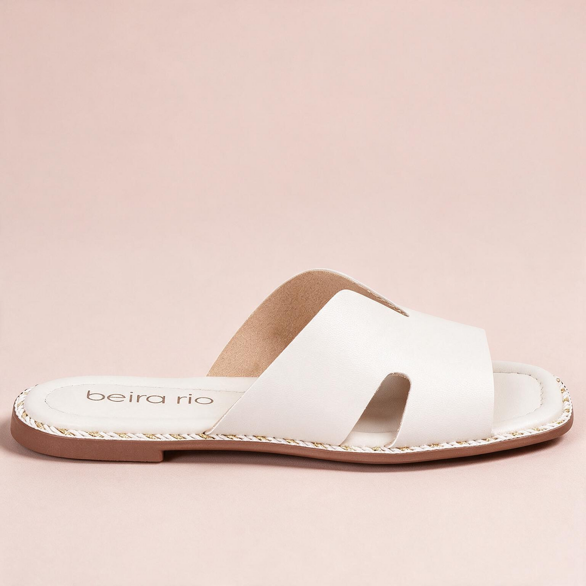 Sandalia Plana Slide Casual Blanco-Marfil Beira Rio Sandalia