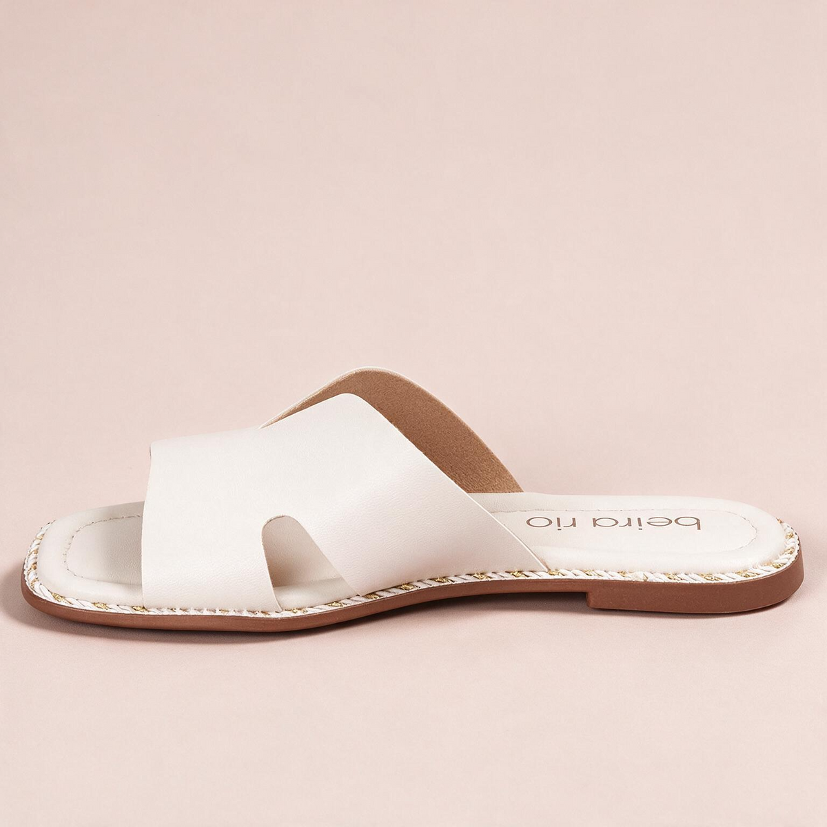 Sandalia Plana Slide Casual Blanco-Marfil Beira Rio Sandalia