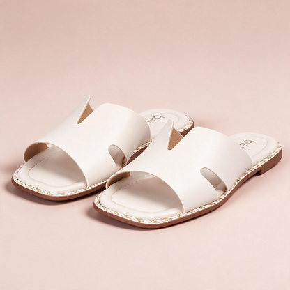 Sandalia Plana Slide Casual Blanco-Marfil Beira Rio Sandalia