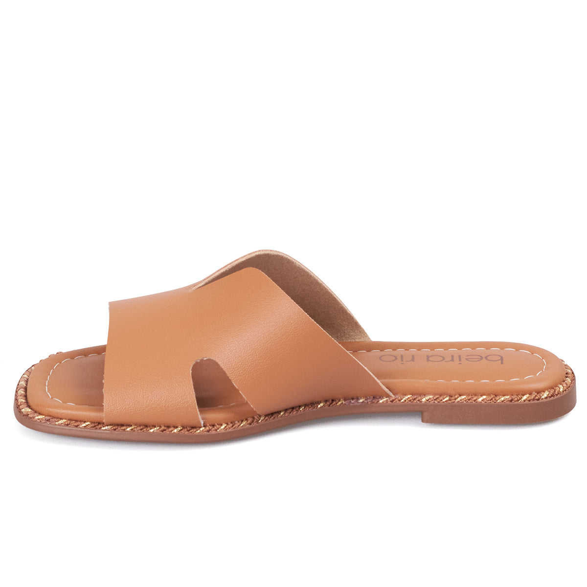 Sandalia Plana Slide Casual Café-Camel Beira Rio Sandalia plana