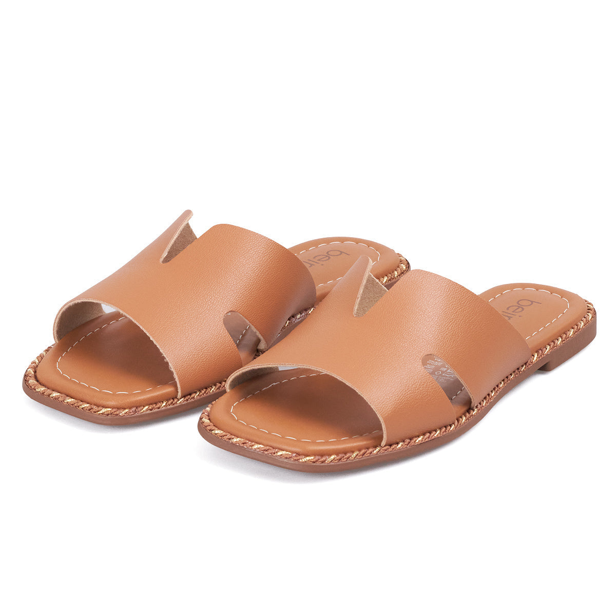 Sandalia Plana Slide Casual Café-Camel Beira Rio