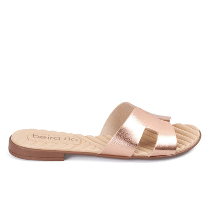 Sandalia Plana Slide Casual Oro Rosa Beira Rio Sandalia plana