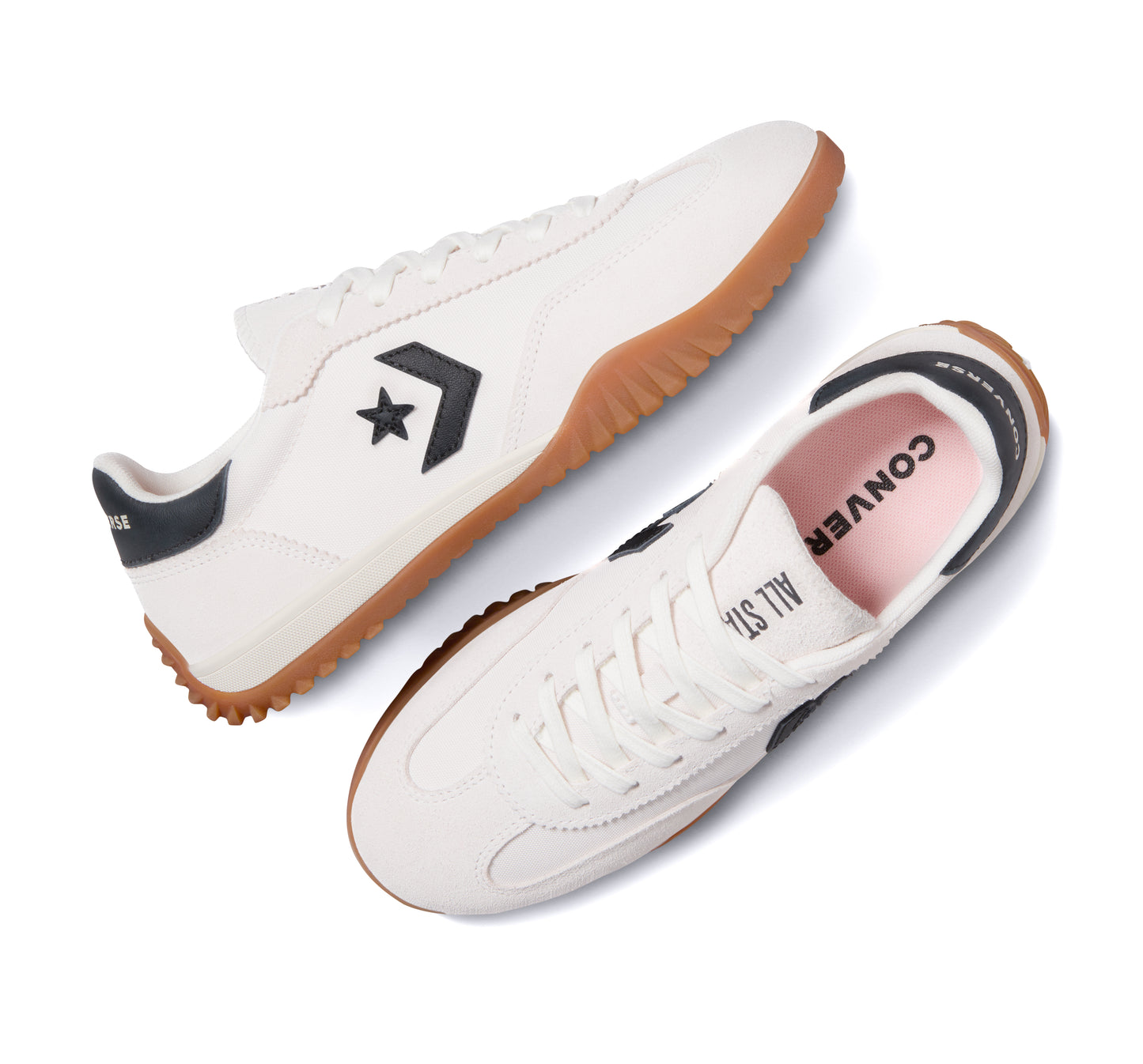 Run Star Trainer Converse blanco negro - vista superior con cordones