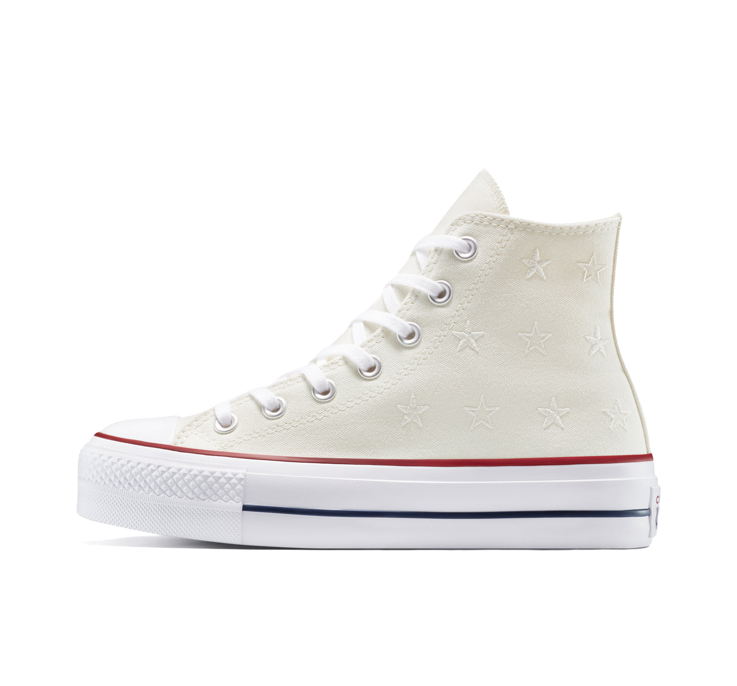 Tenis Converse Lift crema estrellas blancas - vista lateral interior