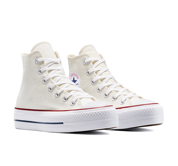 Converse Lift crema estampado estrellas - detalle de plataforma vulcanizada