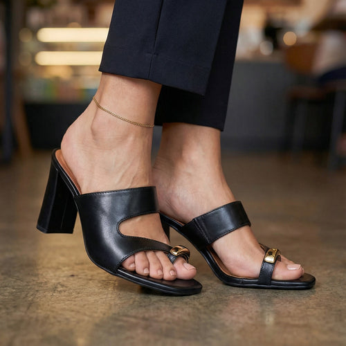 Sandalia Tacon Alto Mule Negro Vizzano Tacón Alto