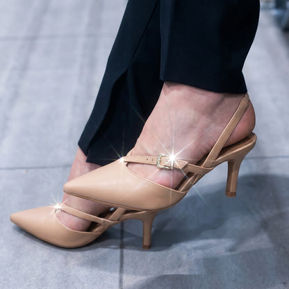 Tacón Medio Slingback Pelica Beige Vizzano Tacones