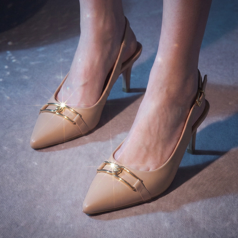 Tacón Stiletto Medio Pelica Beige Vizzano