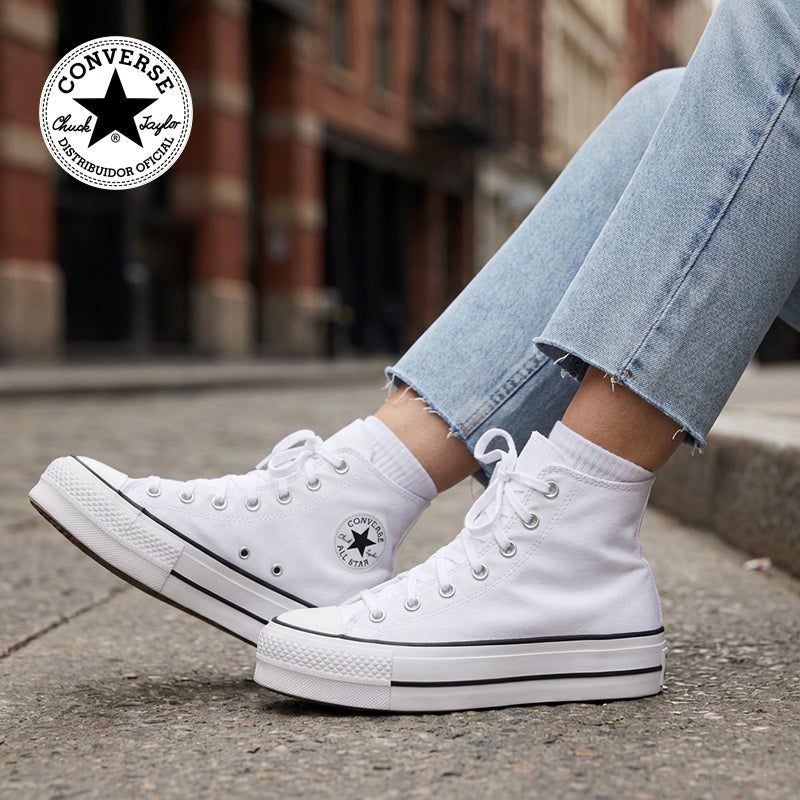 Converse Chuck Taylor All Star Lift bota blanca con plataforma - vista lateral