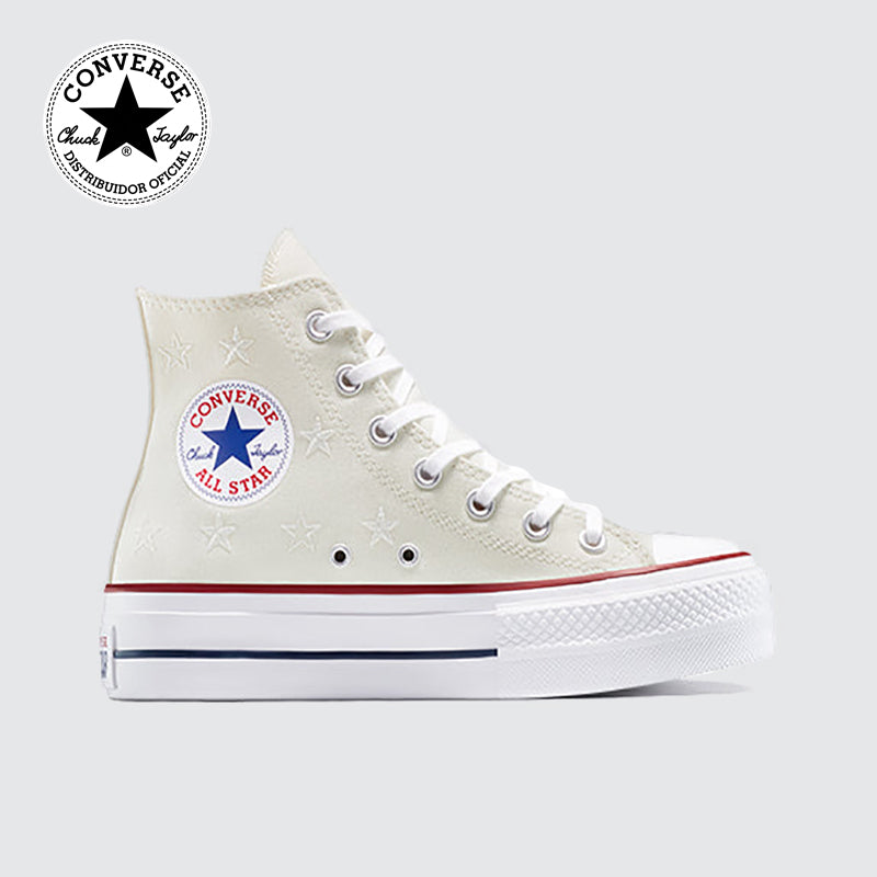 Converse Chuck Taylor Lift bota crema con estrellas blancas A15538C - vista lateral