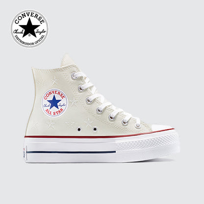 Converse Chuck Taylor Lift bota crema con estrellas blancas A15538C - vista lateral
