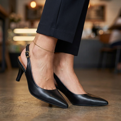 Tacon Medio Negro Slingback Vizzano Stiletto