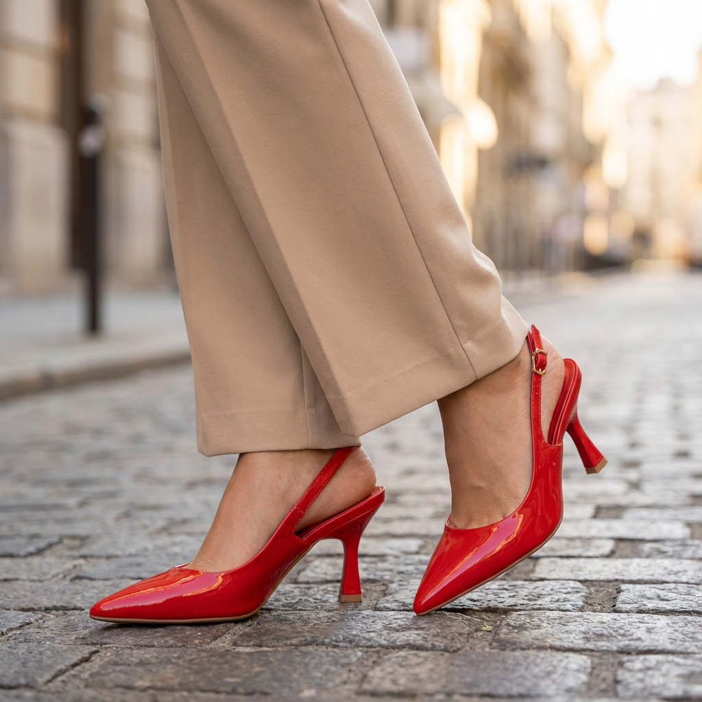 Tacon Alto Rojo-Rubi Slingback Heel Vizzano Stiletto