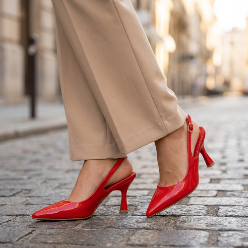 Tacon Alto Rojo-Rubi Slingback Heel Vizzano Stiletto